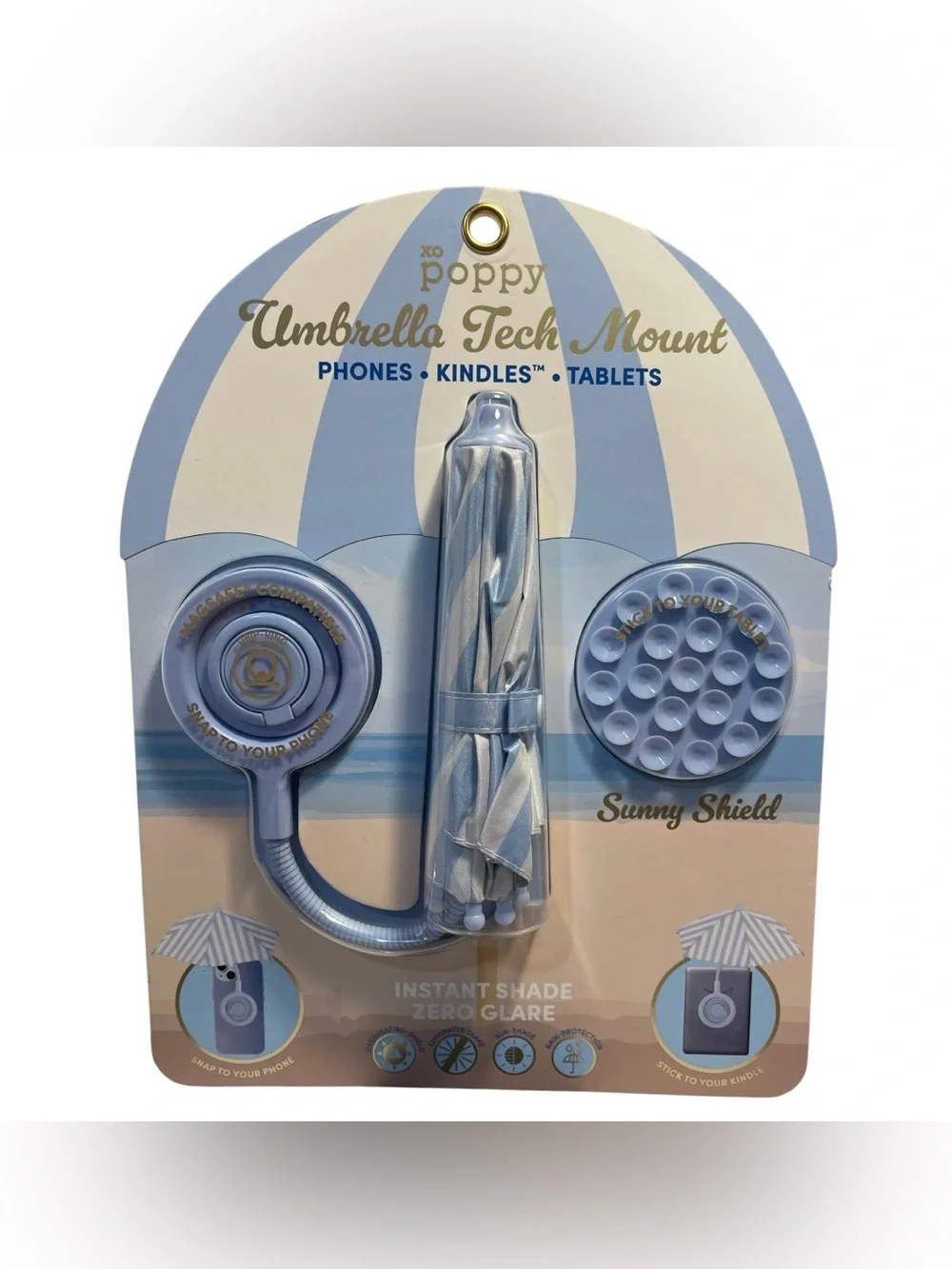 XO Poppy Blue Umbrella Tech Mount - NWT **